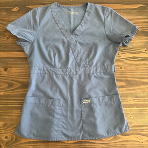 Grey's Anatomy Women's Light Blue Scrub Top S V-Neck Medical Uniform style #4153